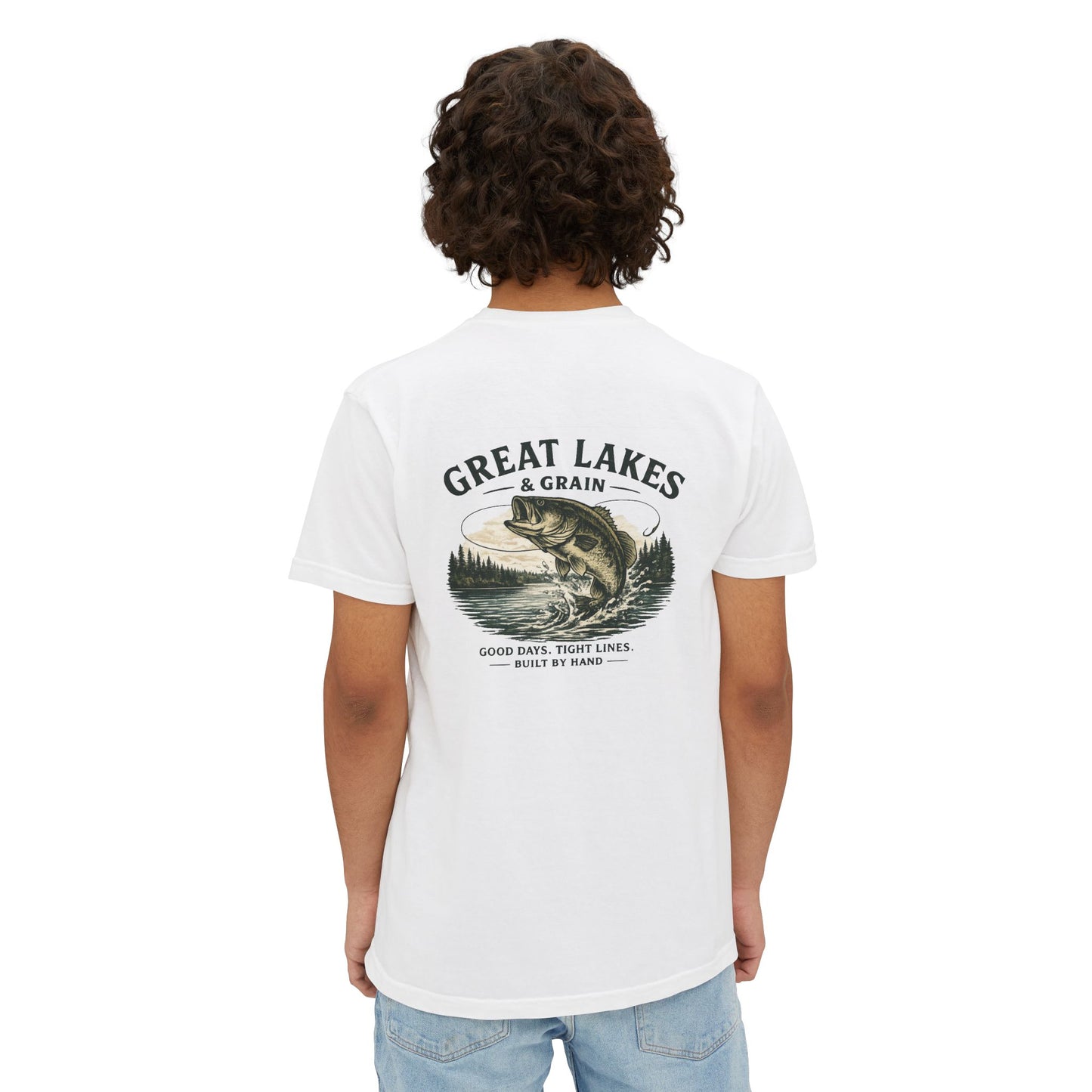Great Lakes & Grain™ Bass Fishing Graphic Pocket T-Shirt | Built by Hand Collection