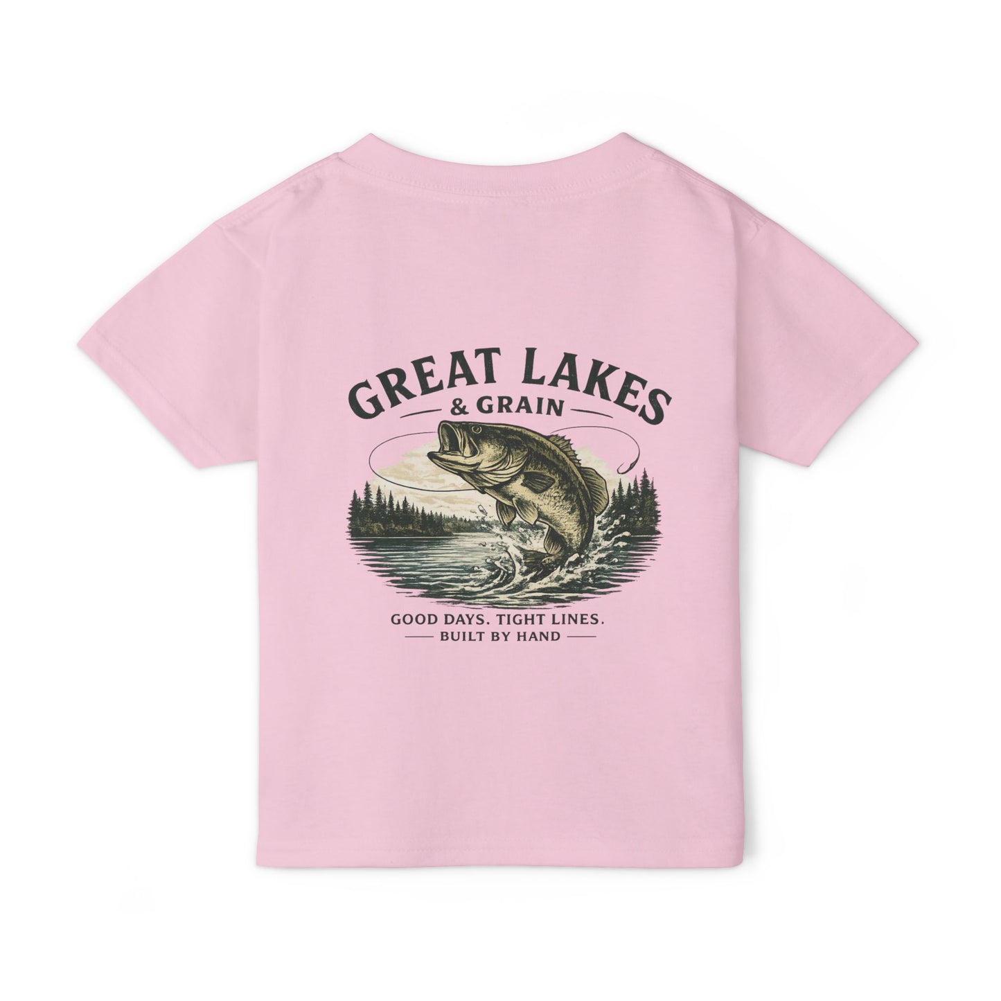 Toddler Fishing T‑Shirt — "Great Lakes & Grain" Bass Graphic
