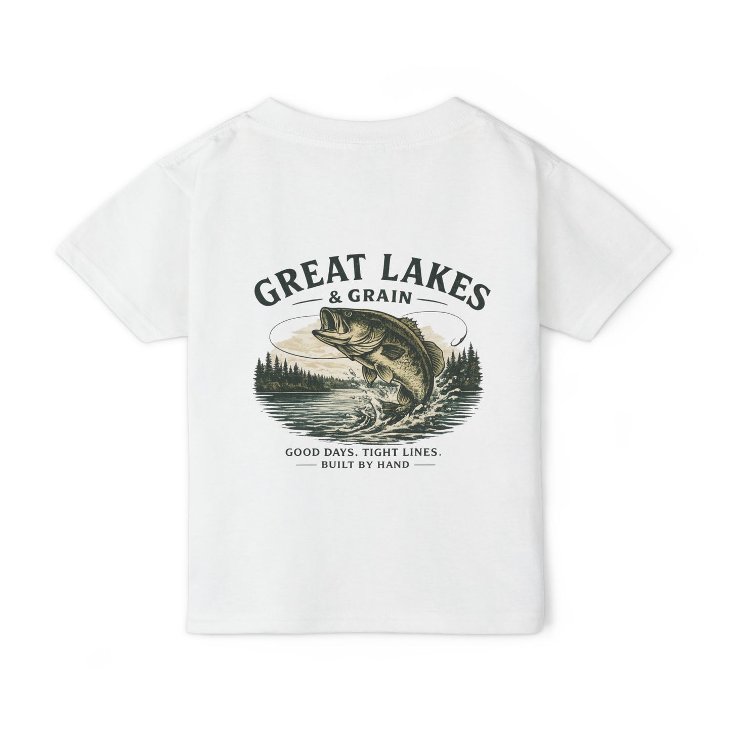 Toddler Fishing T‑Shirt — "Great Lakes & Grain" Bass Graphic