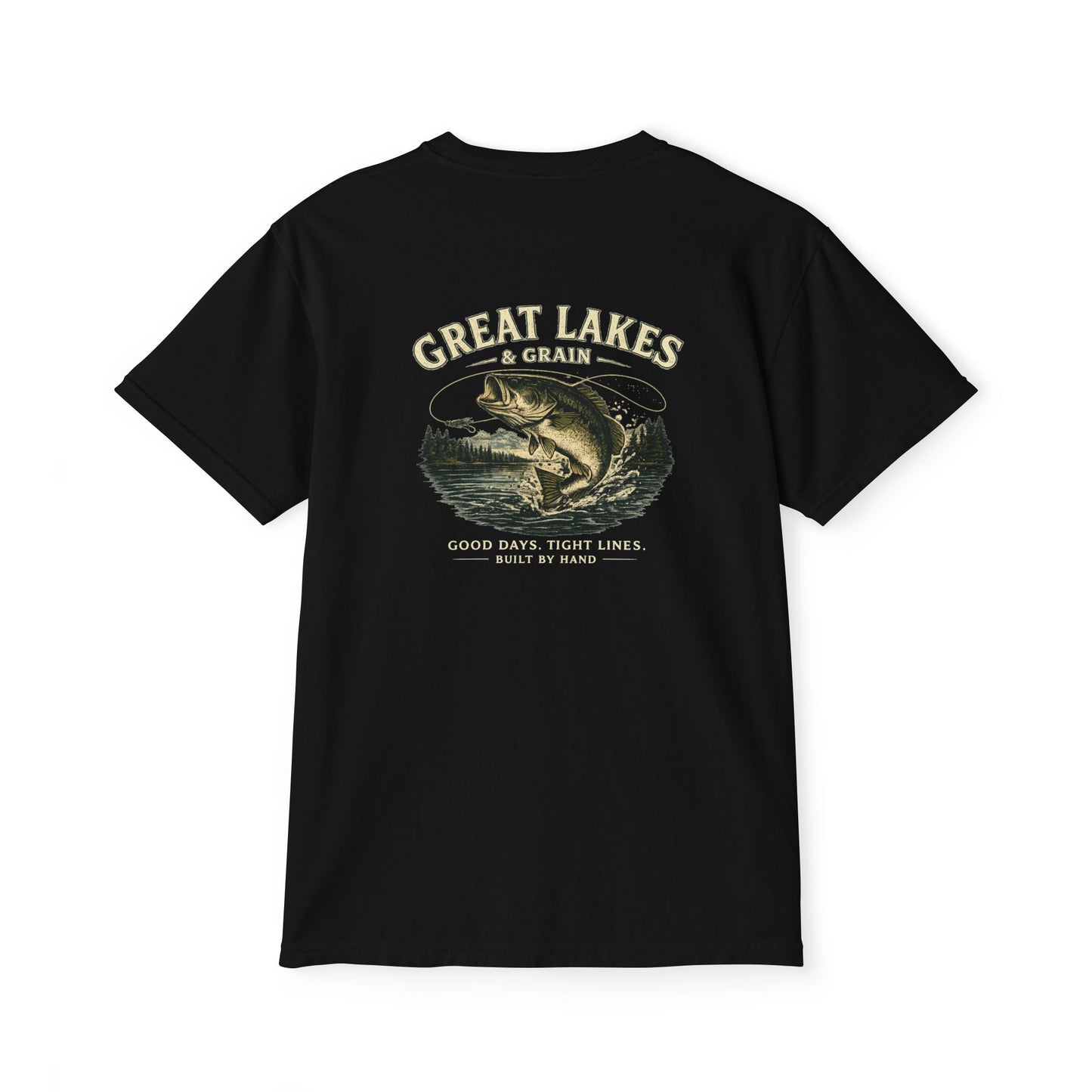 Great Lakes & Grain™ Bass Fishing Graphic Pocket T-Shirt | Built by Hand Collection