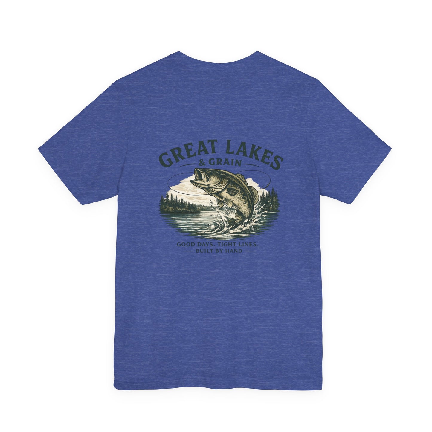 Great Lakes & Grain™ Bass Fishing T-Shirt | Vintage Lake Life Graphic Tee | Good Days. Tight Lines.