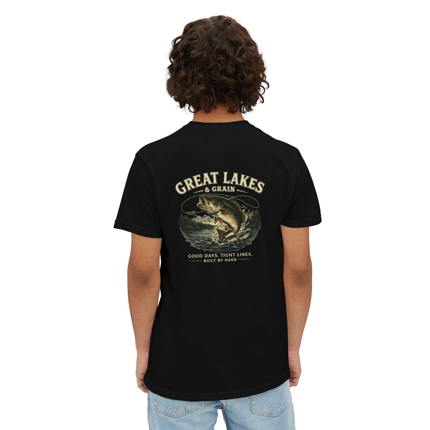 Great Lakes & Grain™ Bass Fishing Graphic Pocket T-Shirt | Built by Hand Collection