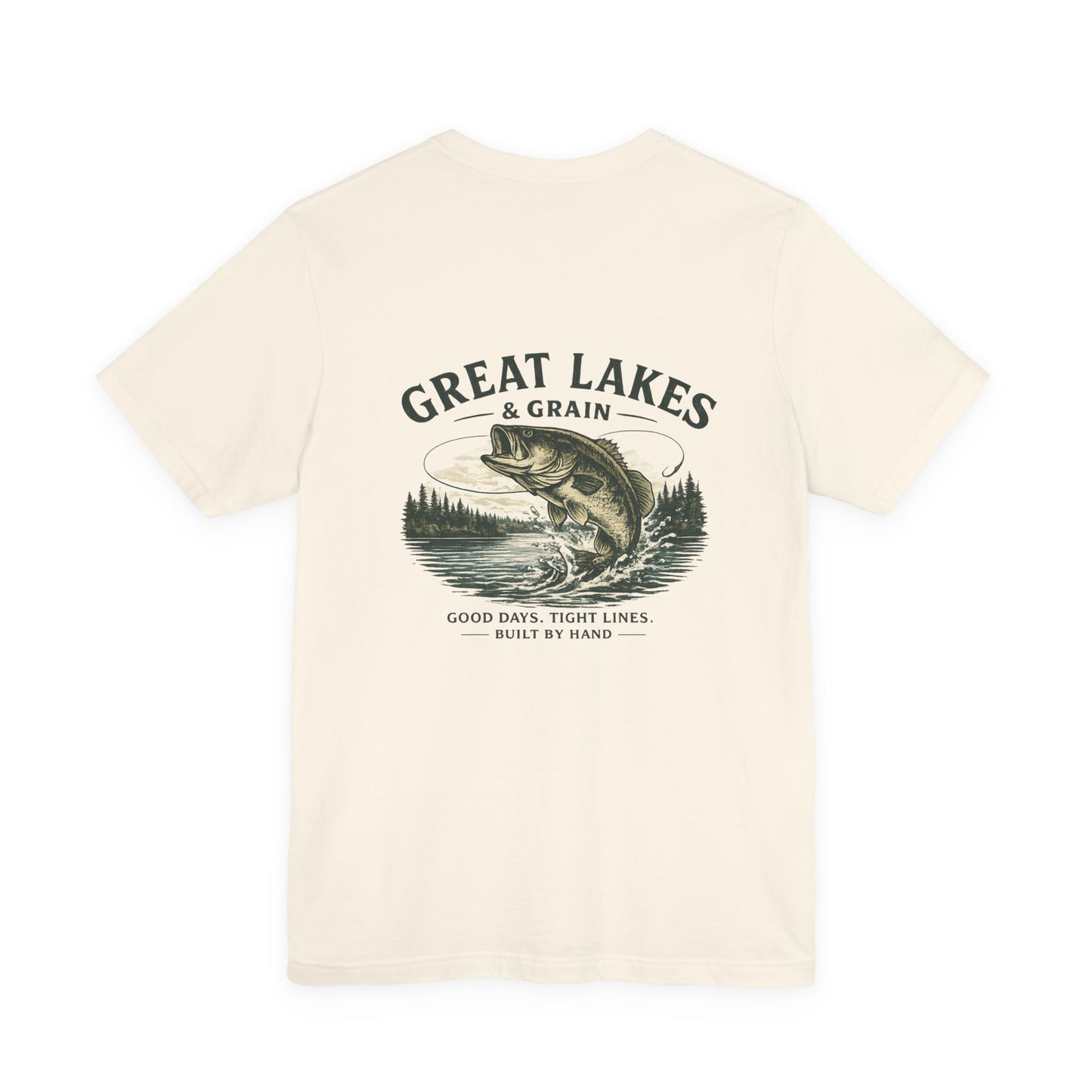Great Lakes & Grain™ Bass Fishing T-Shirt | Vintage Lake Life Graphic Tee | Good Days. Tight Lines.