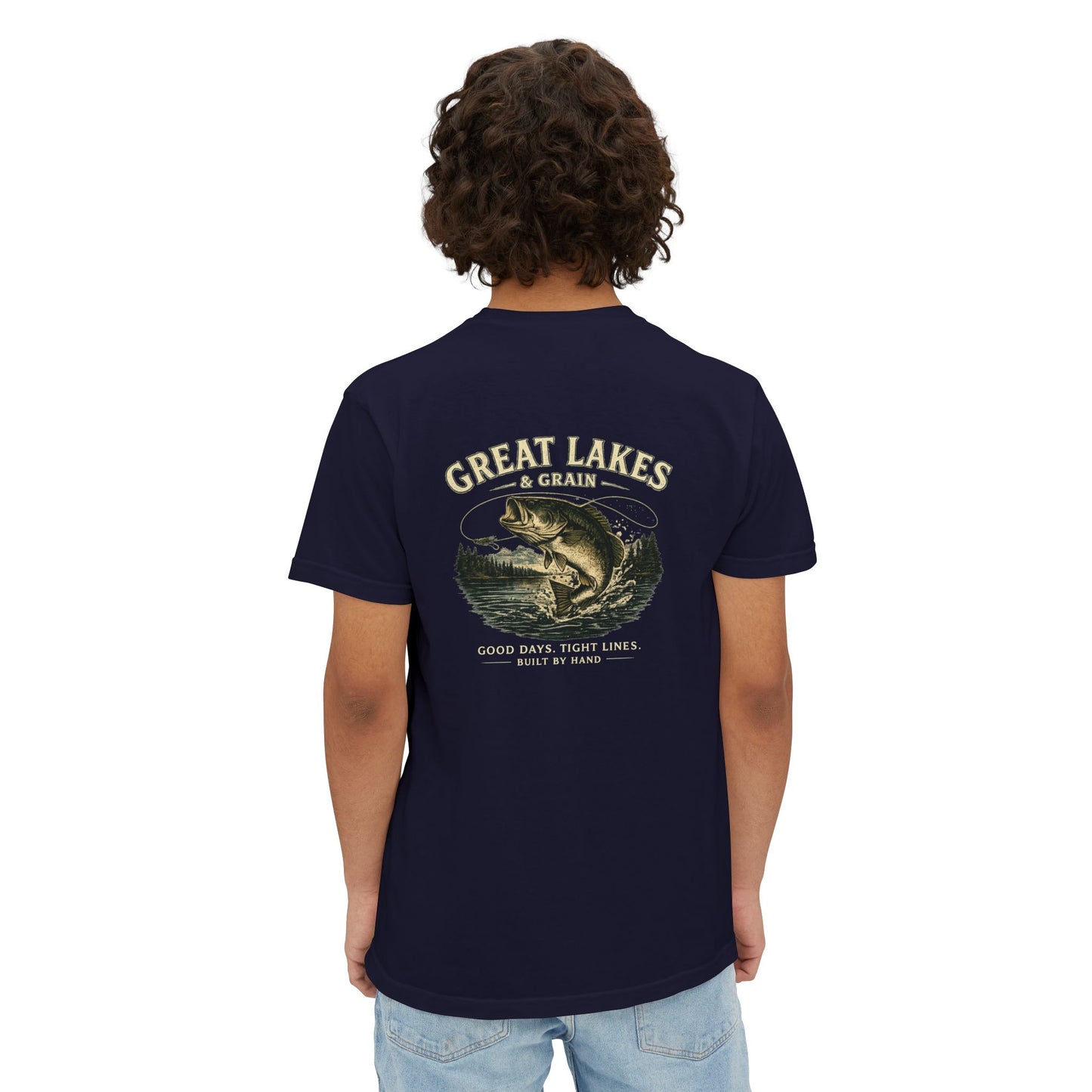 Great Lakes & Grain™ Bass Fishing Graphic Pocket T-Shirt | Built by Hand Collection