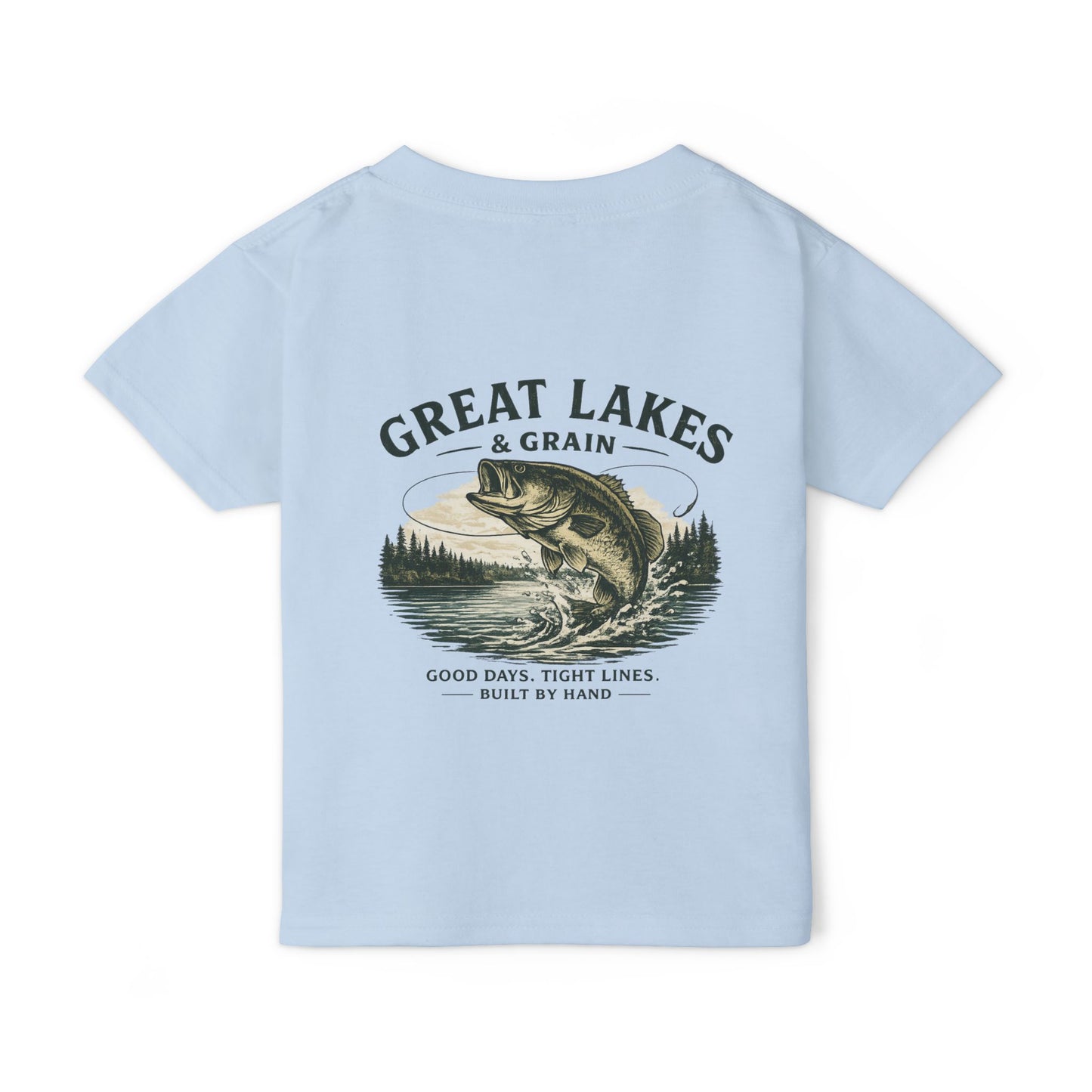 Toddler Fishing T‑Shirt — "Great Lakes & Grain" Bass Graphic