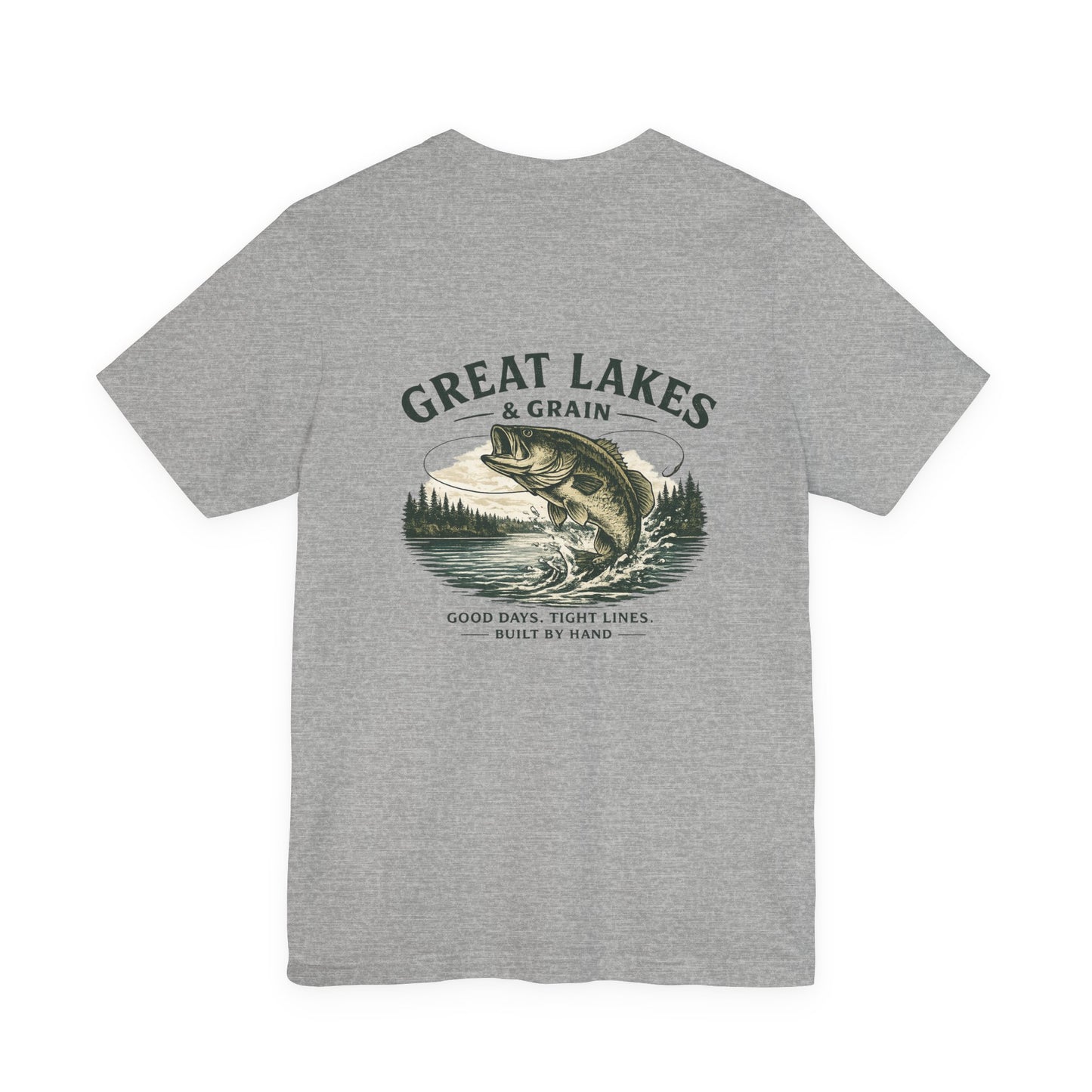 Great Lakes & Grain™ Bass Fishing T-Shirt | Vintage Lake Life Graphic Tee | Good Days. Tight Lines.