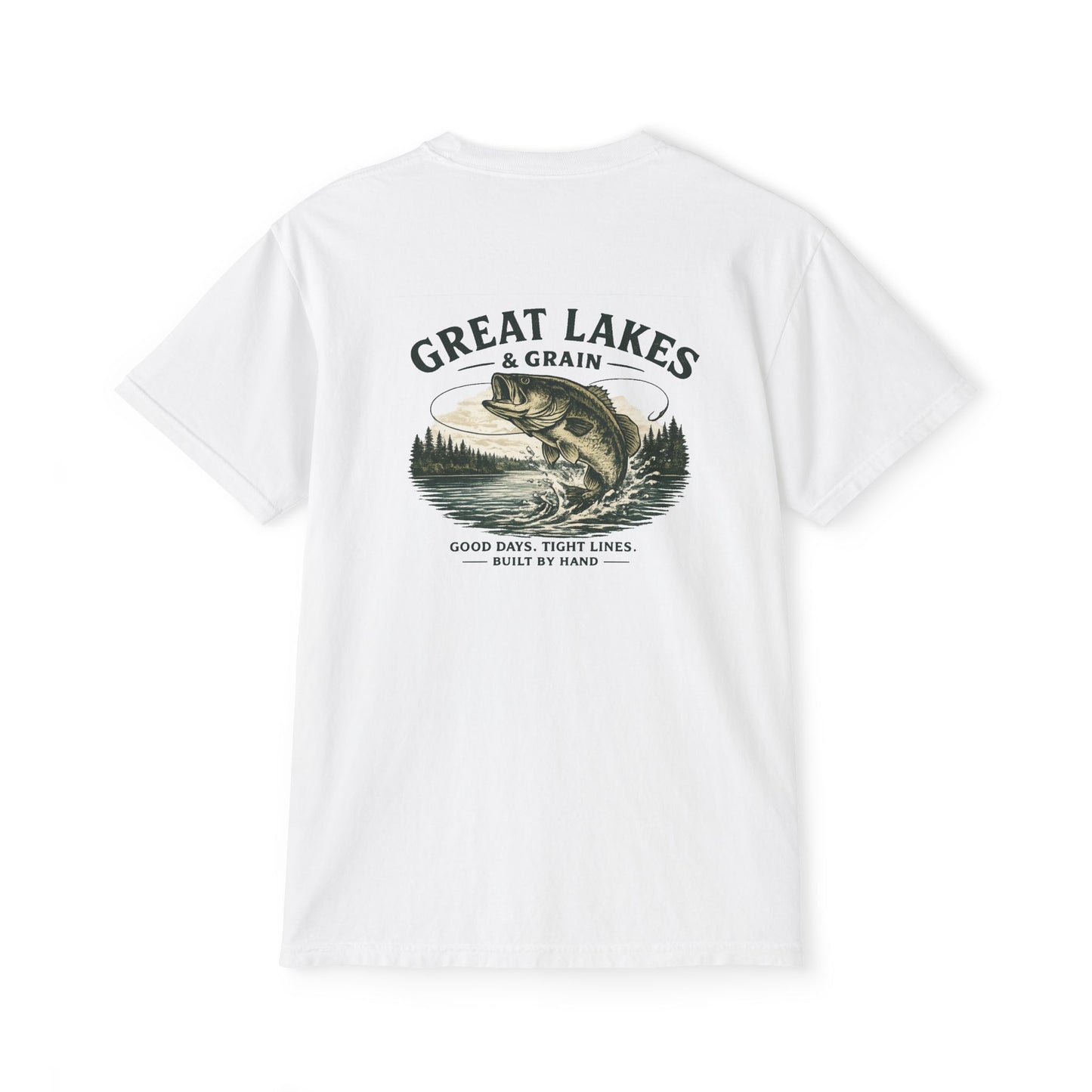 Great Lakes & Grain™ Bass Fishing Graphic Pocket T-Shirt | Built by Hand Collection