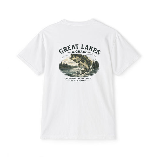 Great Lakes & Grain™ Bass Fishing Graphic Pocket T-Shirt | Built by Hand Collection