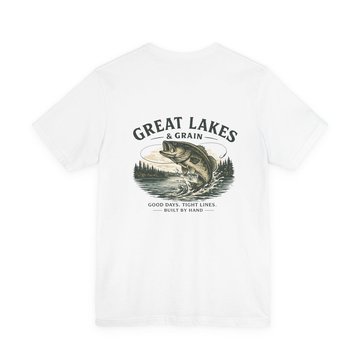 Great Lakes & Grain™ Bass Fishing T-Shirt | Vintage Lake Life Graphic Tee | Good Days. Tight Lines.