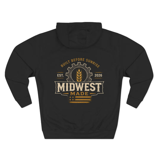 Midwest Made Hoodie — Built Before Sunrise Farm & Grain Fleece Pullover
