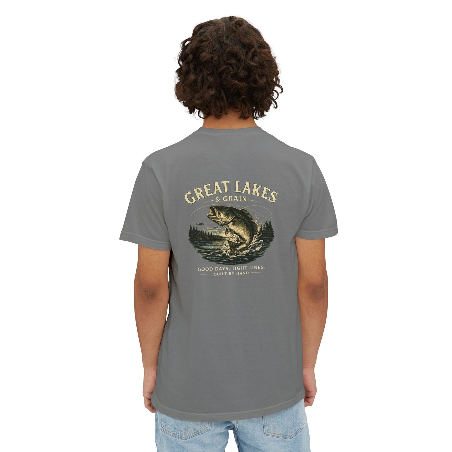Great Lakes & Grain™ Bass Fishing Graphic Pocket T-Shirt | Built by Hand Collection