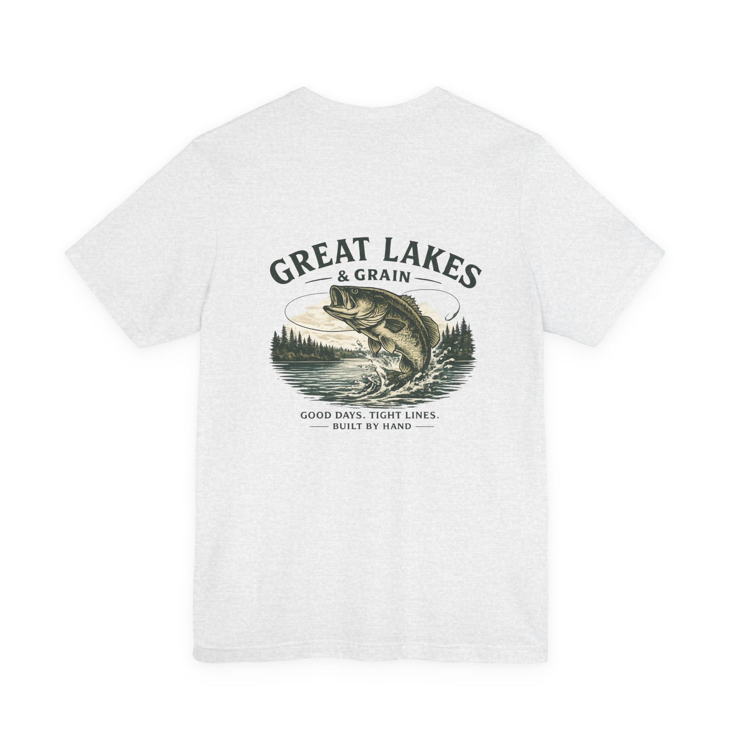 Great Lakes & Grain™ Bass Fishing T-Shirt | Vintage Lake Life Graphic Tee | Good Days. Tight Lines.