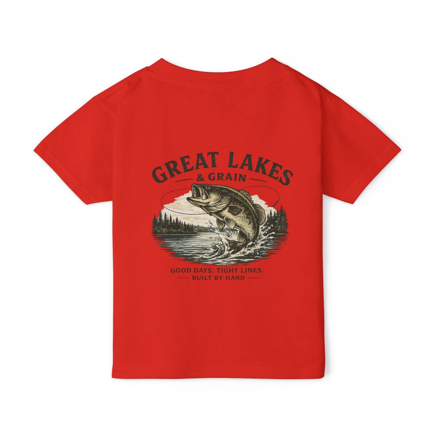 Toddler Fishing T‑Shirt — "Great Lakes & Grain" Bass Graphic