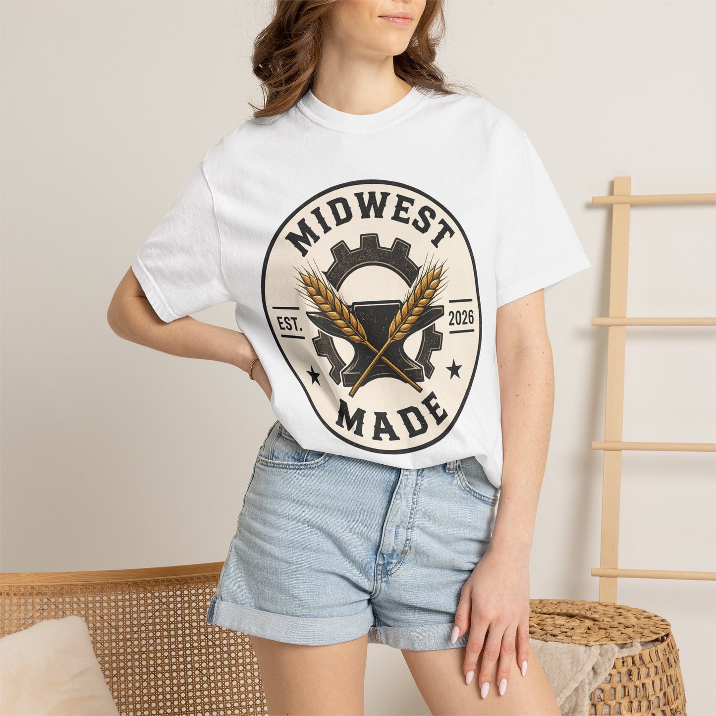 Midwest Made T-Shirt – Rustic Grain & Gear Logo Tee (Est. 2026)