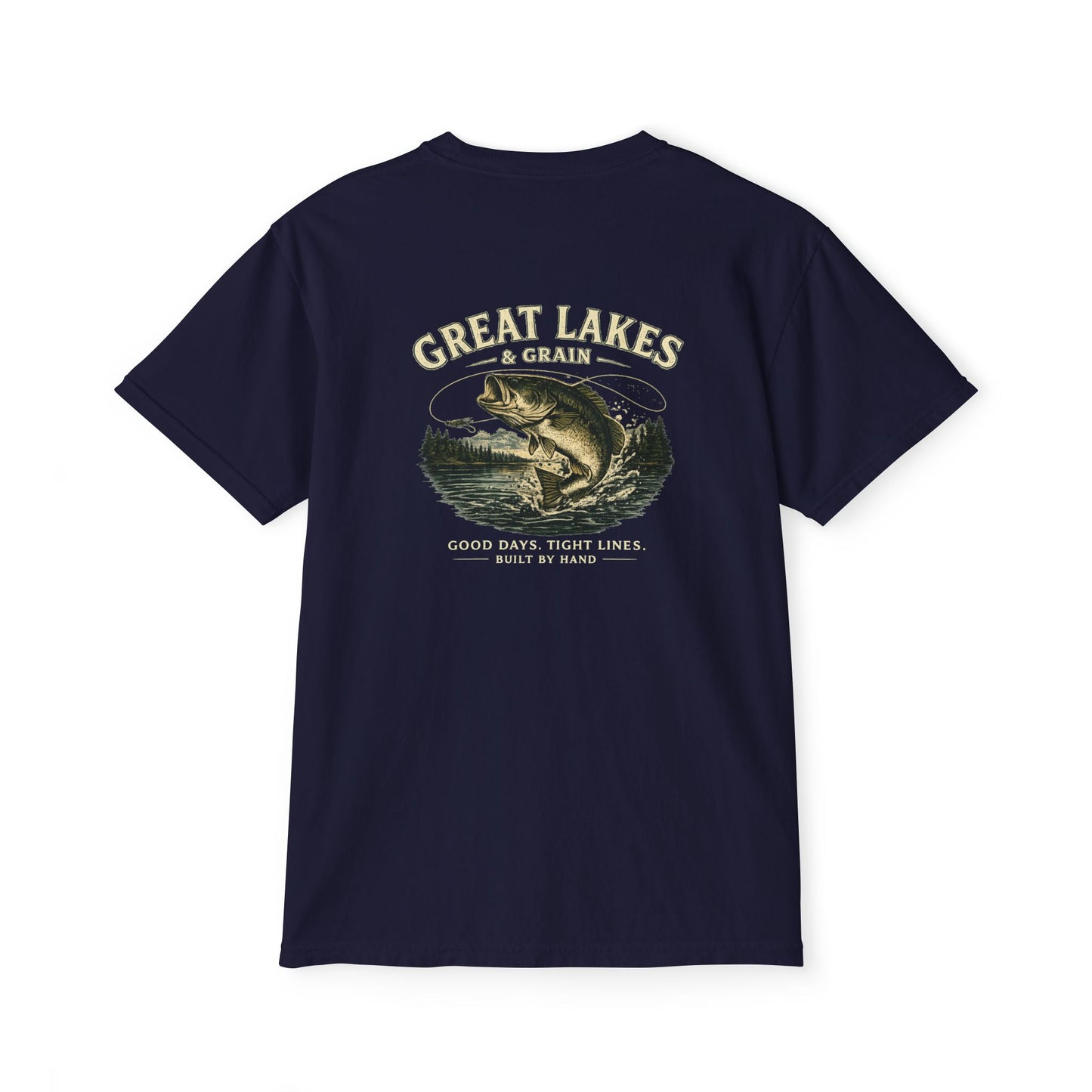 Great Lakes & Grain™ Bass Fishing Graphic Pocket T-Shirt | Built by Hand Collection