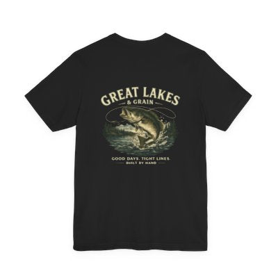 Great Lakes & Grain™ Bass Fishing T-Shirt | Vintage Lake Life Graphic Tee | Good Days. Tight Lines.